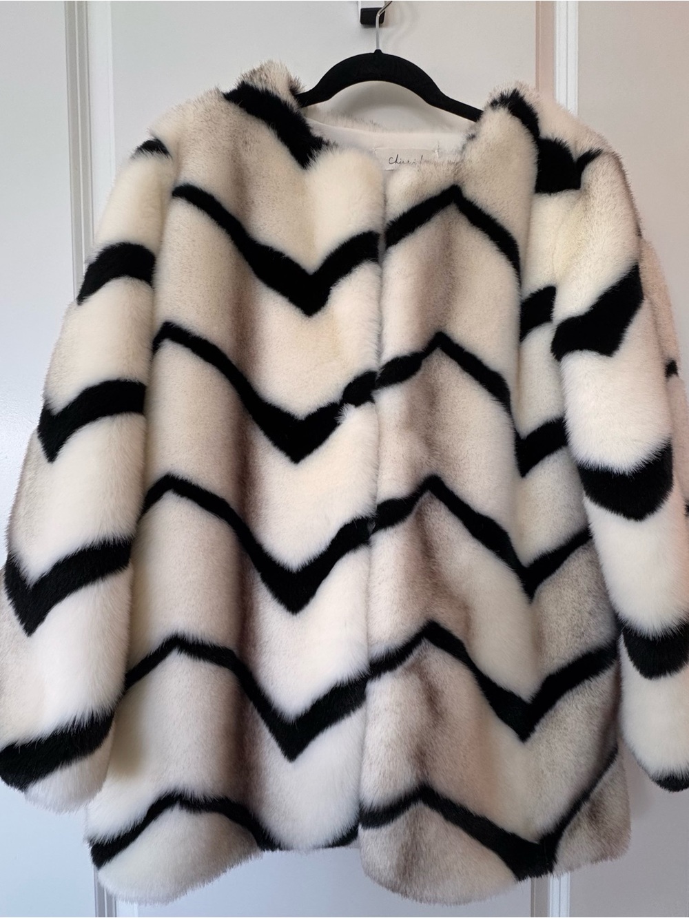 Chicwish Black and White Faux Fur Jacket - Picture 2 of 5